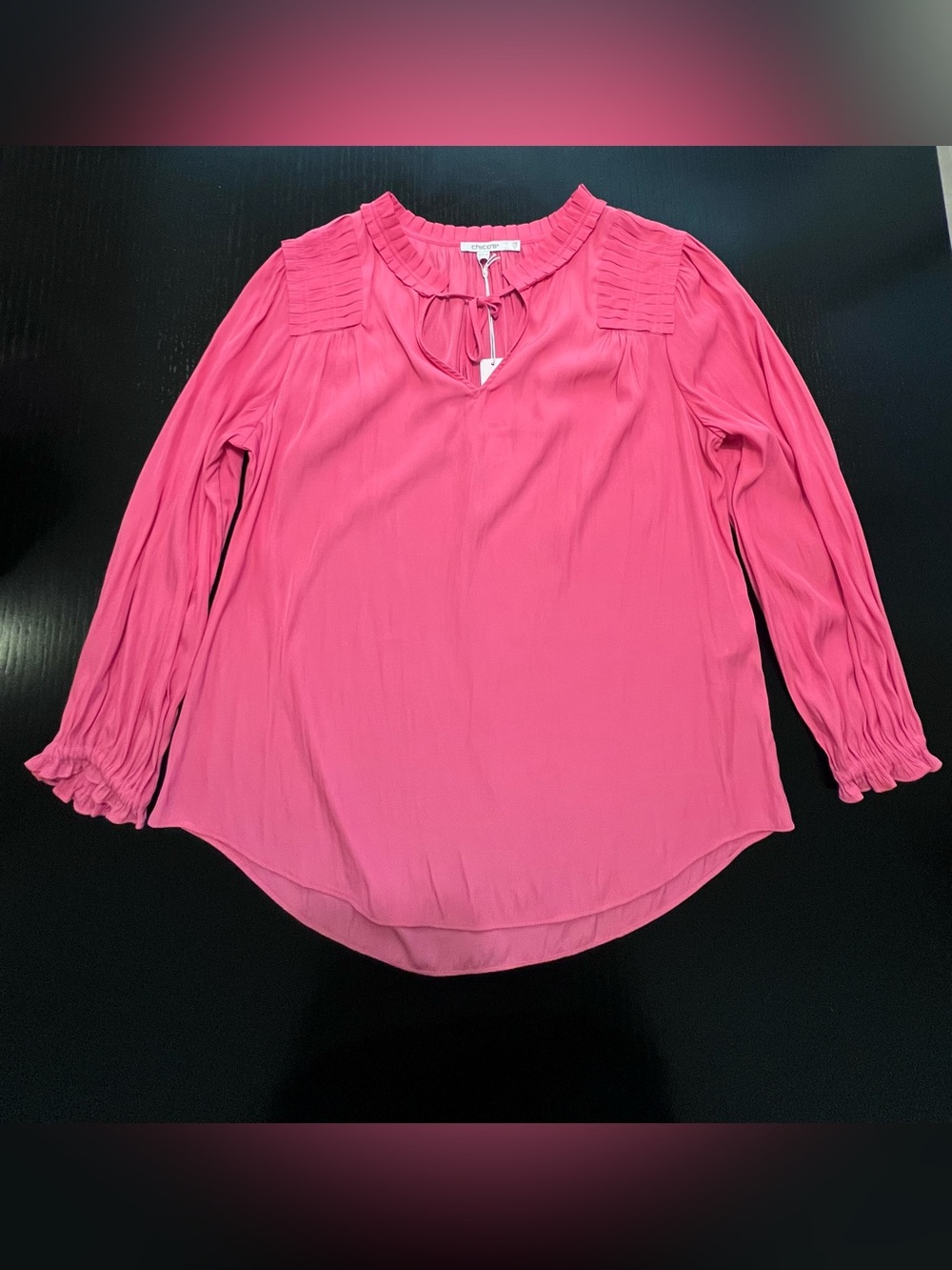 Chicos Pleated French Rose Blouse Size 0.5/US 6